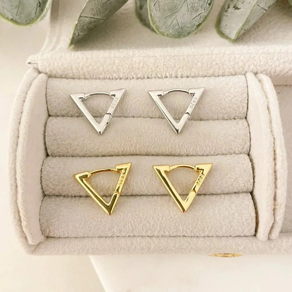 Jewelry - 925 Sterling Silver Triangle Huggies Triangle Hoop Earrings Dainty Small Hoops